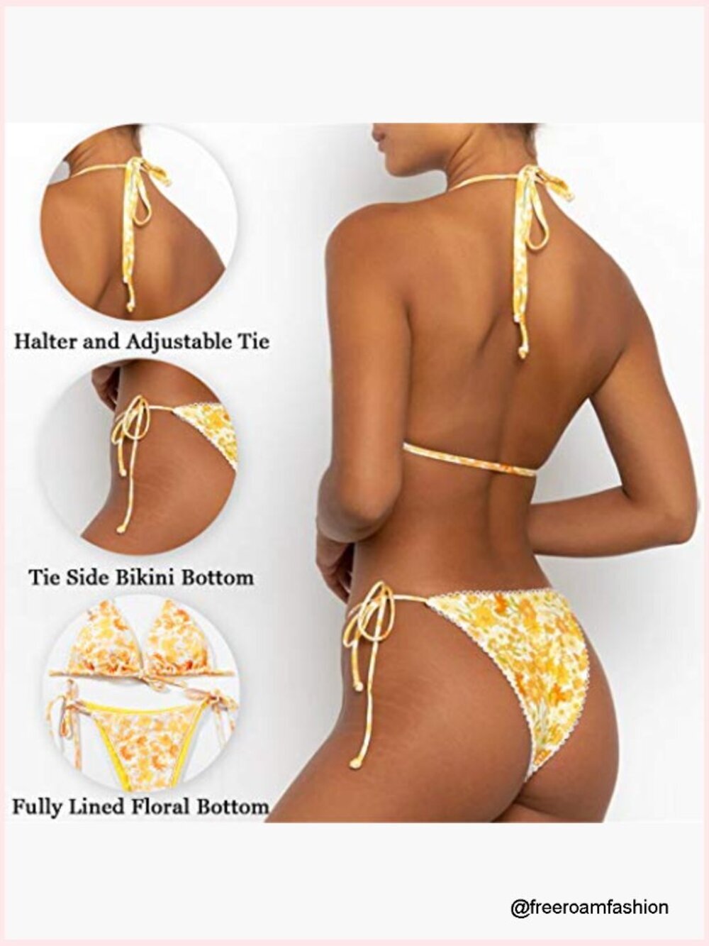 Women's Bikini Set Triangle Top Thong Bottom Adjustable Straps Size Medium - Picture 4 of 7